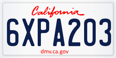 CA license plate 6XPA203