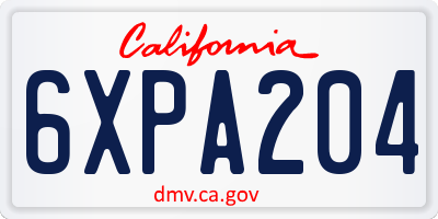 CA license plate 6XPA204