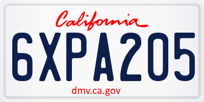 CA license plate 6XPA205