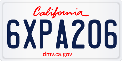 CA license plate 6XPA206