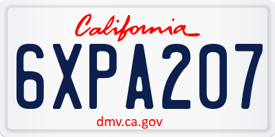 CA license plate 6XPA207