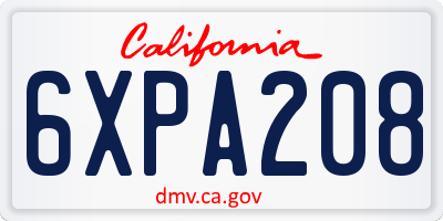 CA license plate 6XPA208