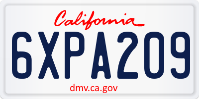 CA license plate 6XPA209