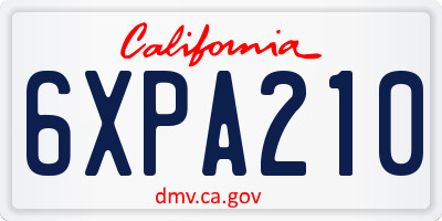CA license plate 6XPA210