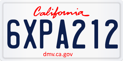 CA license plate 6XPA212