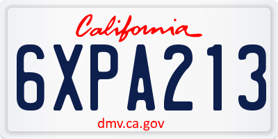 CA license plate 6XPA213