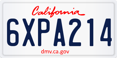CA license plate 6XPA214