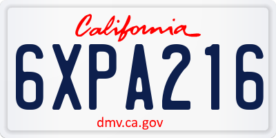 CA license plate 6XPA216