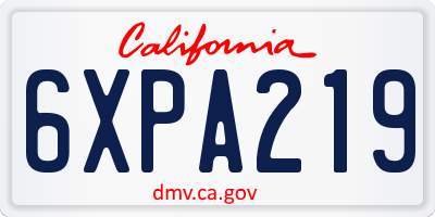 CA license plate 6XPA219