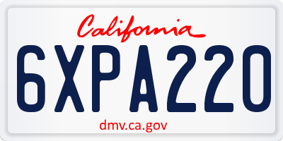 CA license plate 6XPA220