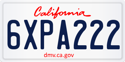 CA license plate 6XPA222