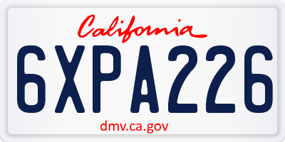 CA license plate 6XPA226