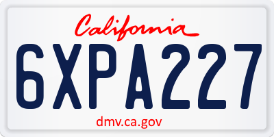 CA license plate 6XPA227