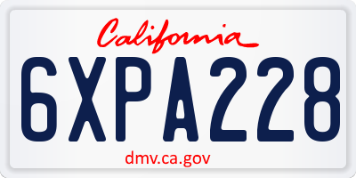 CA license plate 6XPA228