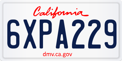 CA license plate 6XPA229