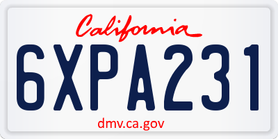 CA license plate 6XPA231