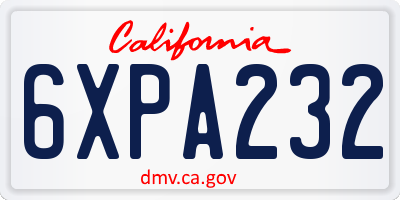 CA license plate 6XPA232