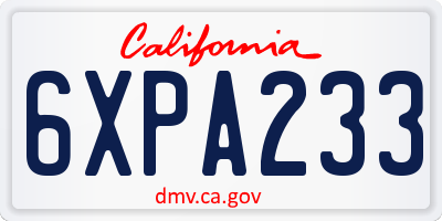 CA license plate 6XPA233