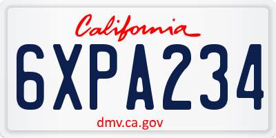 CA license plate 6XPA234