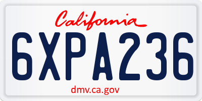 CA license plate 6XPA236