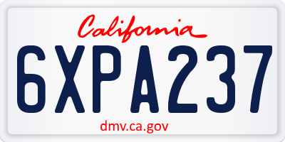 CA license plate 6XPA237