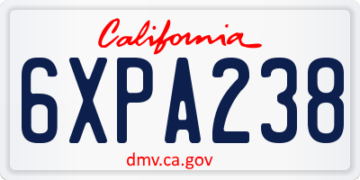 CA license plate 6XPA238