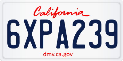 CA license plate 6XPA239