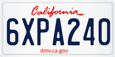 CA license plate 6XPA240
