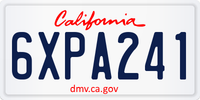 CA license plate 6XPA241