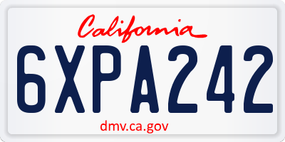 CA license plate 6XPA242