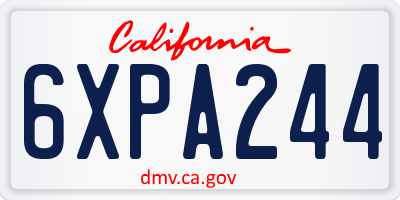 CA license plate 6XPA244