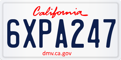 CA license plate 6XPA247