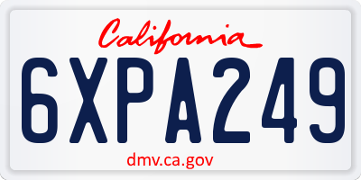 CA license plate 6XPA249