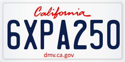 CA license plate 6XPA250