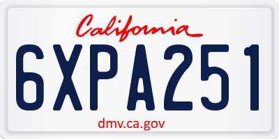CA license plate 6XPA251