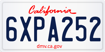 CA license plate 6XPA252