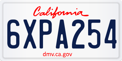 CA license plate 6XPA254