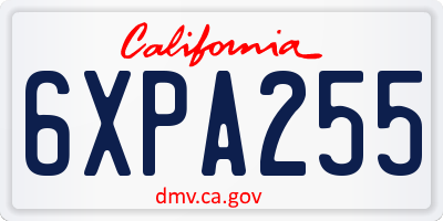 CA license plate 6XPA255