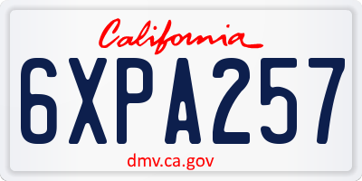 CA license plate 6XPA257
