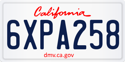 CA license plate 6XPA258