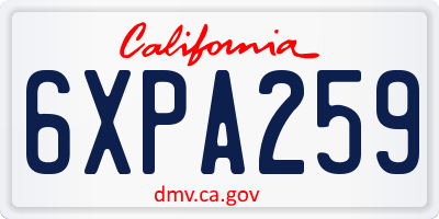 CA license plate 6XPA259