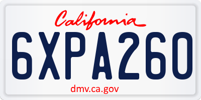 CA license plate 6XPA260