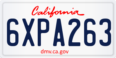 CA license plate 6XPA263