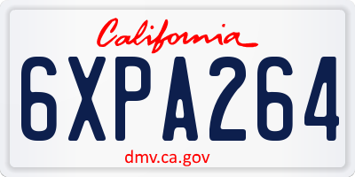 CA license plate 6XPA264