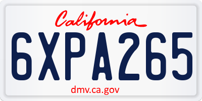 CA license plate 6XPA265