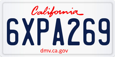 CA license plate 6XPA269