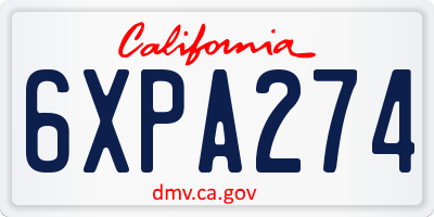 CA license plate 6XPA274