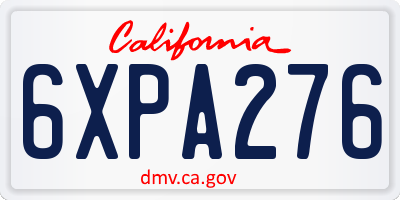 CA license plate 6XPA276