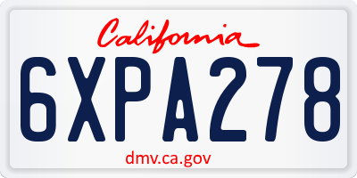 CA license plate 6XPA278