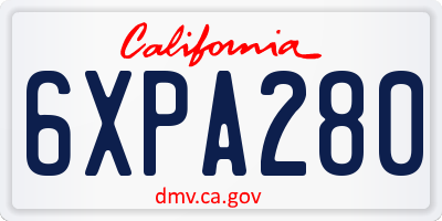 CA license plate 6XPA280